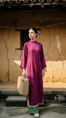 Áo dài tím tằm óng TRALI 25900