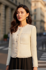 Áo vest dạ tweed TRALI 25804 Trắng