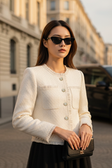 Áo vest dạ tweed TRALI 25804 Trắng