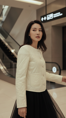 Áo phao phối dạ TRALI 25813 Kem