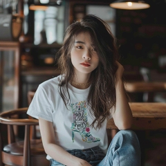 Áo Thun Nữ TRALI 24408 Màu Trắng Giày