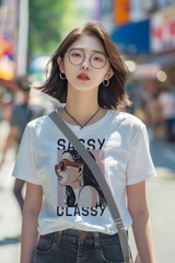 Áo Thun Nữ TRALI 24441 Màu Trắng