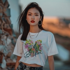 Áo Thun Nữ TRALI 24443 Màu Trắng