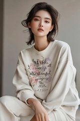 Áo Nỉ Nữ TRALI 24449 Màu Trắng
