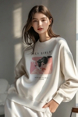 Áo Nỉ Nữ TRALI 24449 Màu Trắng