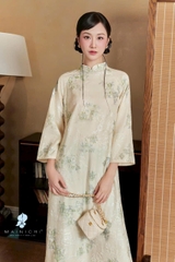 Áo dài kem quần xanh TRALI 25901