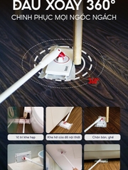 Cây lau nhà kẹp khăn UNIQ LazyMop M1 cay lau sàn lười thông minh xoay 360 độ đa năng lau kính trần nhà toilet bàn bếp