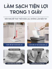 Cây lau nhà kẹp khăn UNIQ LazyMop M1 cay lau sàn lười thông minh xoay 360 độ đa năng lau kính trần nhà toilet bàn bếp
