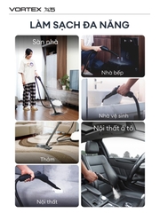 Máy làm sạch hơi nước nóng UNIQ Vortex X5 vệ sinh không hoá chất tẩy rửa đa năng khử trùng diệt khuẩn sàn nhà nội thất oto Steam cleaner