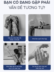 Cây lau nhà kẹp khăn UNIQ LazyMop M1 cay lau sàn lười thông minh xoay 360 độ đa năng lau kính trần nhà toilet bàn bếp