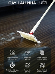 Cây lau nhà kẹp khăn UNIQ LazyMop M1 cay lau sàn lười thông minh xoay 360 độ đa năng lau kính trần nhà toilet bàn bếp