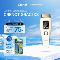 Máy triệt lông mini vĩnh viễn Crenot Graci X3 tẩy lông lạnh bikini vùng kín nữ may triet long cam tay IPL tại nhà