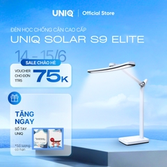 Đèn led để bàn làm việc cao cấp UNIQ Solar S9 Elite đèn học đọc sách chống cận thị cho bé tích hợp đồng hồ podomoro