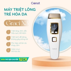 Máy triệt lông mini vĩnh viễn Crenot Graci X3 tẩy lông lạnh bikini vùng kín nữ may triet long cam tay IPL tại nhà
