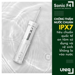 Máy tăm nước UNIQ Sonic F4 vệ sinh răng miệng tam nuoc mini gấp gọn cầm tay tăm nước du lịch nhỏ gọn chống thấm nước