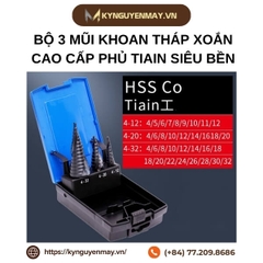 Bộ 3 mũi khoan tháp xoắn cao cấp phủ tiain siêu bền