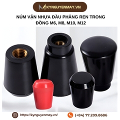 Núm vặn nhựa đầu phẳng ren trong đồng M6, M8, M10, M12