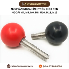Núm vặn nhựa hình tròn inox ren ngoài M4, M5, M6, M8, M10, M12, M16
