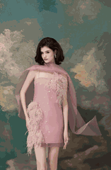 Feather Embellished Organza Dress SS24