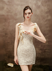 Short Lace Crystal Dress