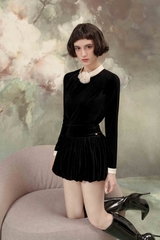 Velvet Long Sleeve Silk Shirt