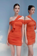 Đầm Cổ Lệch Xếp Nhăn