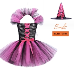HL241 - Đầm Phù Thủy Dây Chéo Hồng