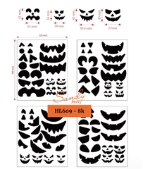 HL609 - Sticker Trang Trí Bí Ngô (Đen)