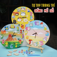 Set trang trí đồng hồ gỗ nhiều chủ đề xinh xắn dễ thương cho bé