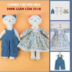Combo thú bông vải cặp đôi mèo xanh