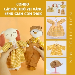 Combo thú bông vải cặp đôi thỏ vịt vàng