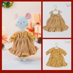 Set váy yếm nâu nhạt kèm váy chân bèo