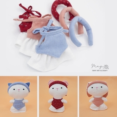Set váy yếm kèm khăn mấn cho thú bông mini