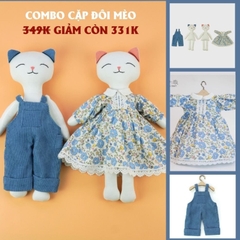 Combo thú bông vải cặp đôi mèo xanh