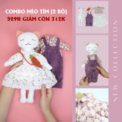 Combo thú bông vải Mèo tím (2 bộ)