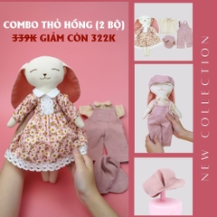 Combo thú bông vải Thỏ hồng (2 bộ trang phục & mũ)