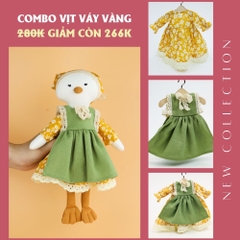 Combo thú bông vải vịt váy vàng
