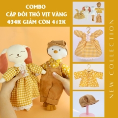Combo thú bông vải cặp đôi thỏ vịt vàng