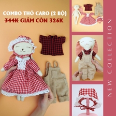 Combo thú bông vải Thỏ caro đỏ (2 bộ)