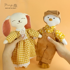 Combo thú bông vải cặp đôi thỏ vịt vàng