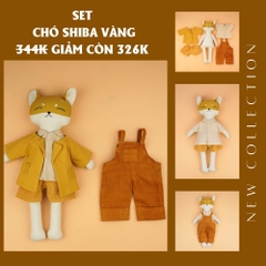 Combo thú bông vải Chó shiba vàng