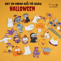 Set 20 hình gỗ tự tô màu trang trí Halloween