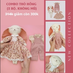 Combo thú bông vải Thỏ hồng (2 bộ trang phục, không mũ)