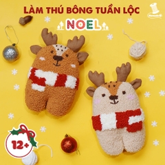 Bộ nguyên liệu làm thú bông tuần lộc (có kim, khung) - lông nâu