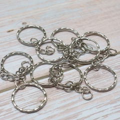 Móc chìa khóa bạc viền gợn sóng 2.5cm (10 chiếc) - 10 chiếc