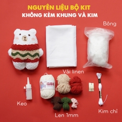 Bộ nguyên liệu làm gấu bông (không gồm kim, khung)