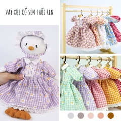 Váy xòe cổ sen phối ren cho thú bông (nhiều màu sắc hoạ tiết)
