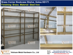 Brass Corner Bookcase Shelve, Goloa HD171