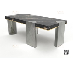 Faux Shagreen Curved Table