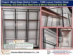 Mixed Bags Shelve Frame ICD Dark Blue & Mirror Polished SUS 304
